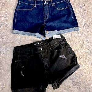 BNWT, (3) Size 12, mid rise, cuffed boyfriend jean shorts (black & denim)